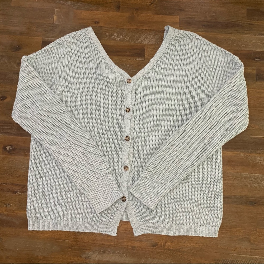 Nwot Classic V-Neck Button Cardigan Sweater - Light Gray